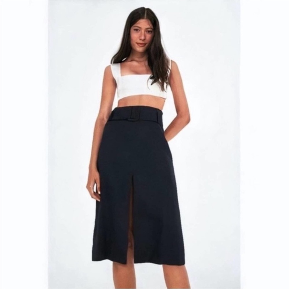 NWT Farm Rio Linen Pencil Skirt - Black, S